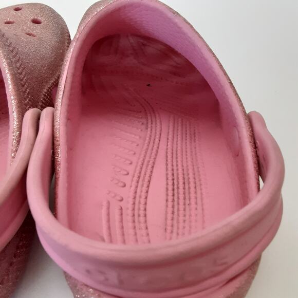 Crocs Clogs Juniors 2 Light Pink Glitter Slip On Water Shoes Girls Summer Ballet - Picture 7 of 8